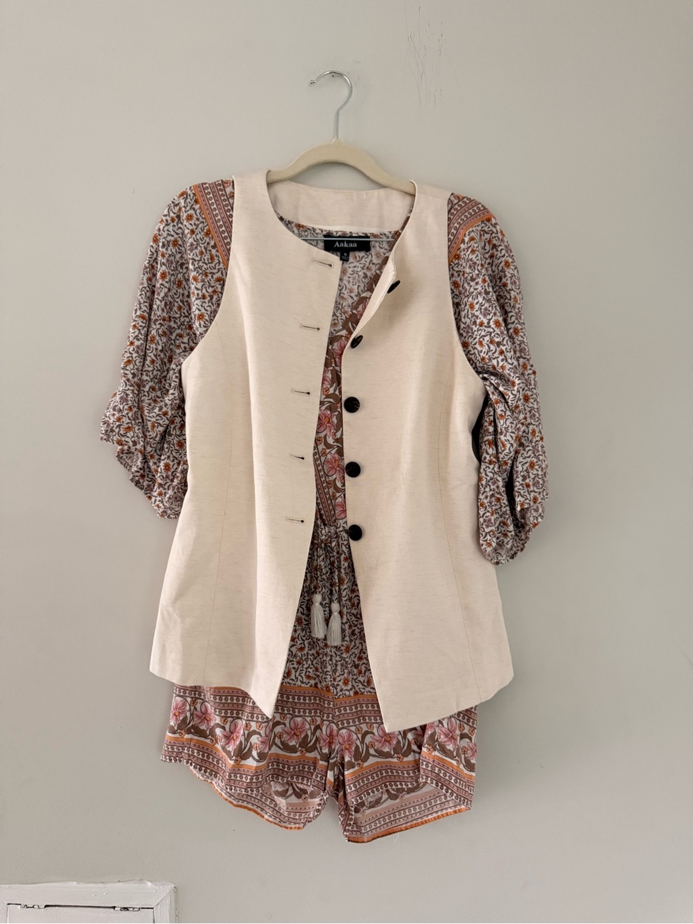 Women’s Romper Boho Floral Cottagecore Mauve Size S - Picture 2 of 7
